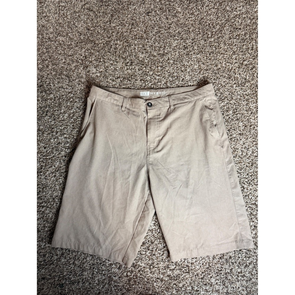 BKE Hybrid Standard Fit Mens Khaki Stretch Shorts Size 38 TS002672M